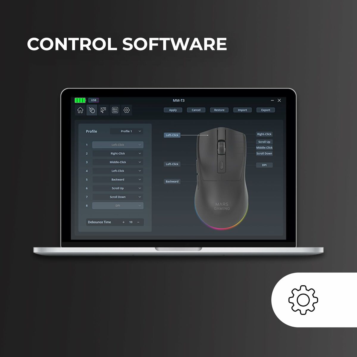 Gaming Mouse Mars Gaming MMT3 Black